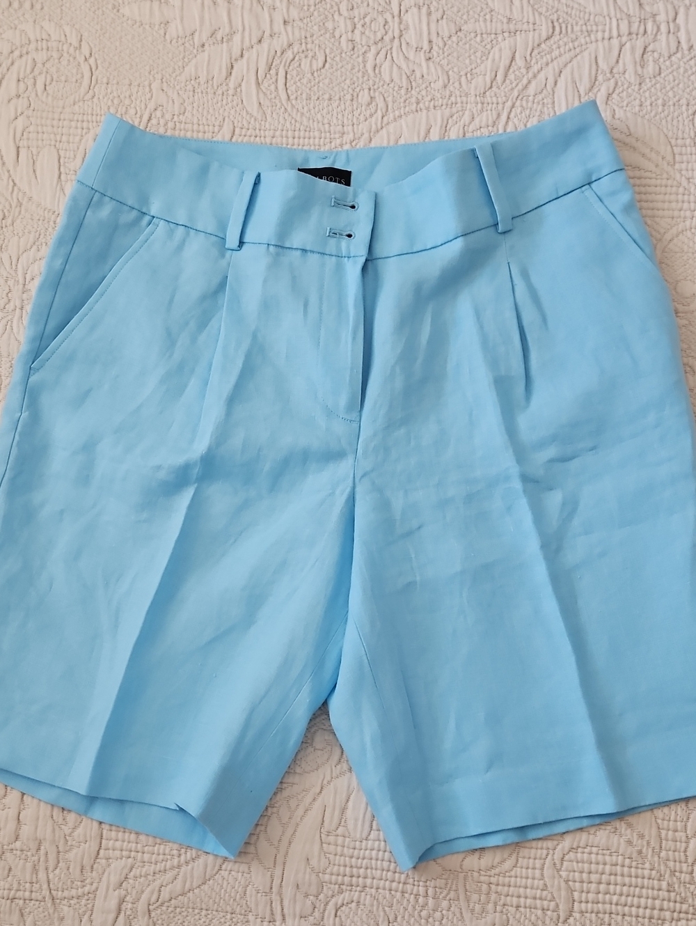 Talbots Turquoise Linen Pleated Shorts Sz 8 NWT